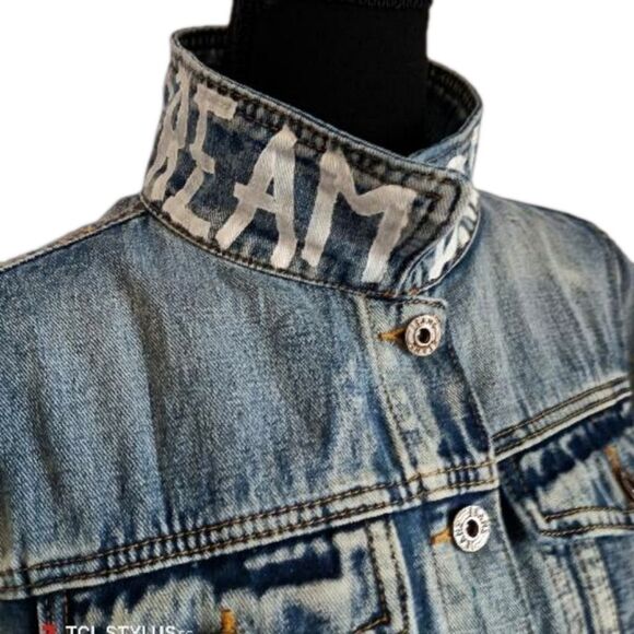 OOAK Wren & Glory" Dream Baby Dream" Custom Jean Jacket - Picture 8 of 14